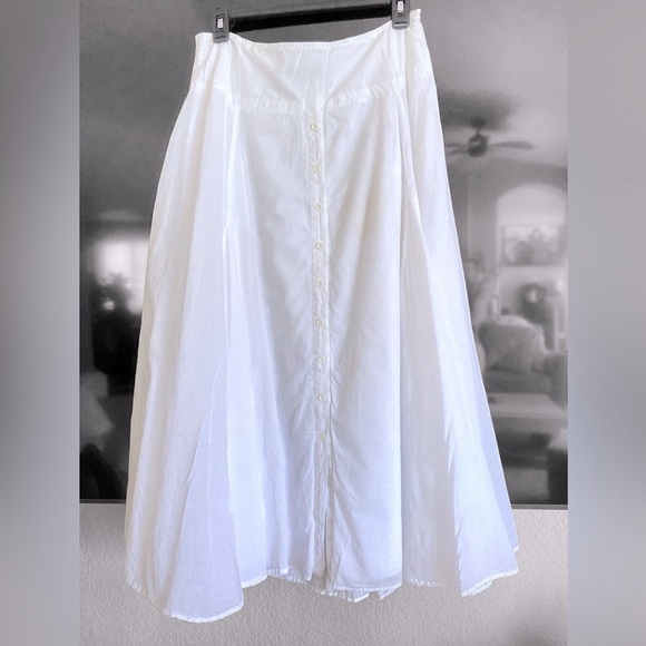 I.N.C. Bohemian White Linen Button-Down Skirt Wide Waistband Women’s Size Small - Picture 6 of 10